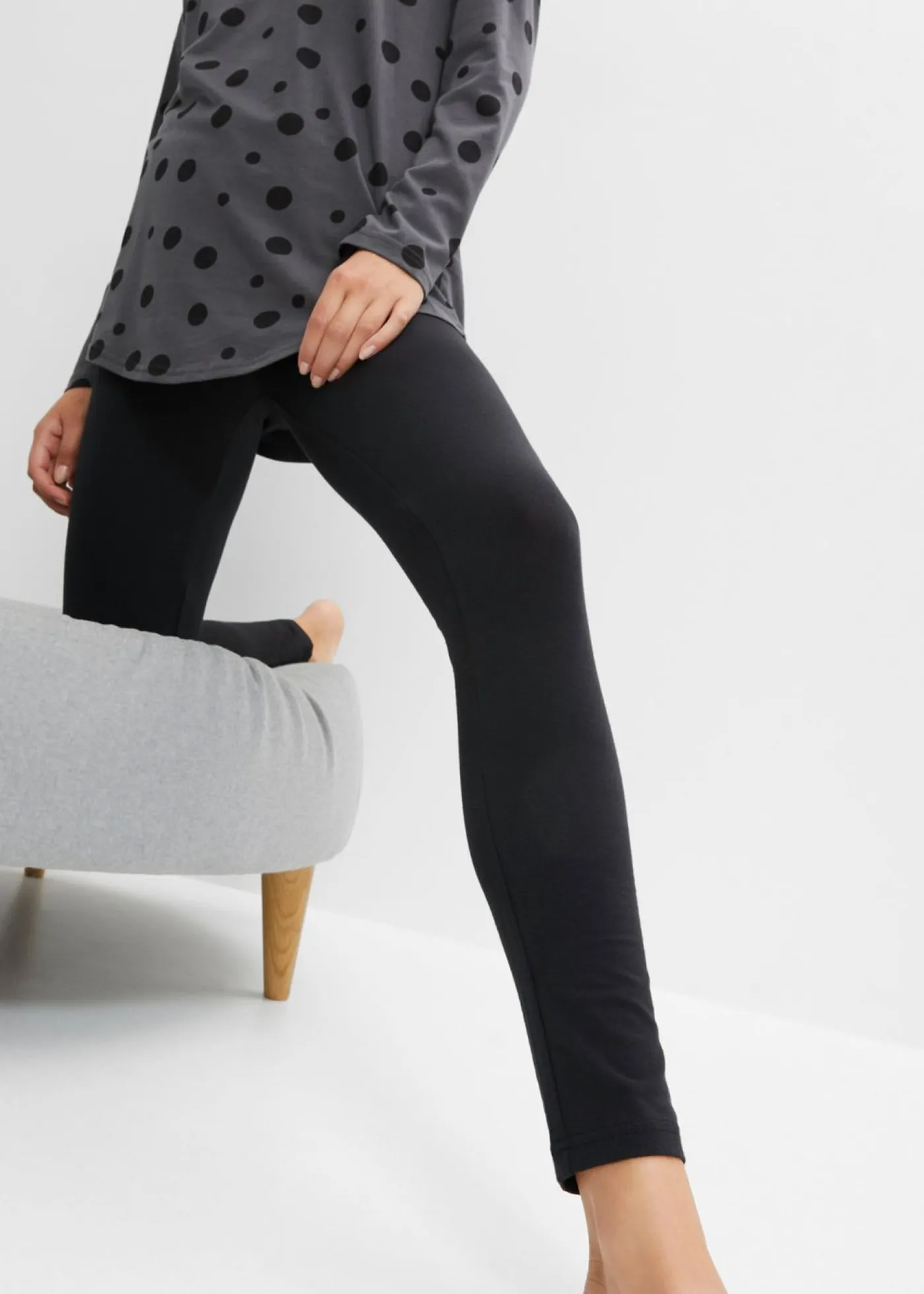 bonprix bonprix Ropa Para Dormir>Pijama holgado con leggings Pizarra + negro