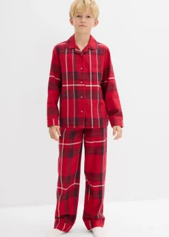 bonprix bonprix Niño·Pijamas|Niña·Pijamas>Pijama infantil de franela de algodón suave rojo oscuro a cuadros