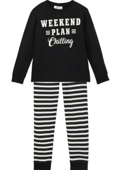 bonprix bonprix Niño·Pijamas|Niña·Pijamas>Pijama (2 piezas) Negro-blanco lana estampado