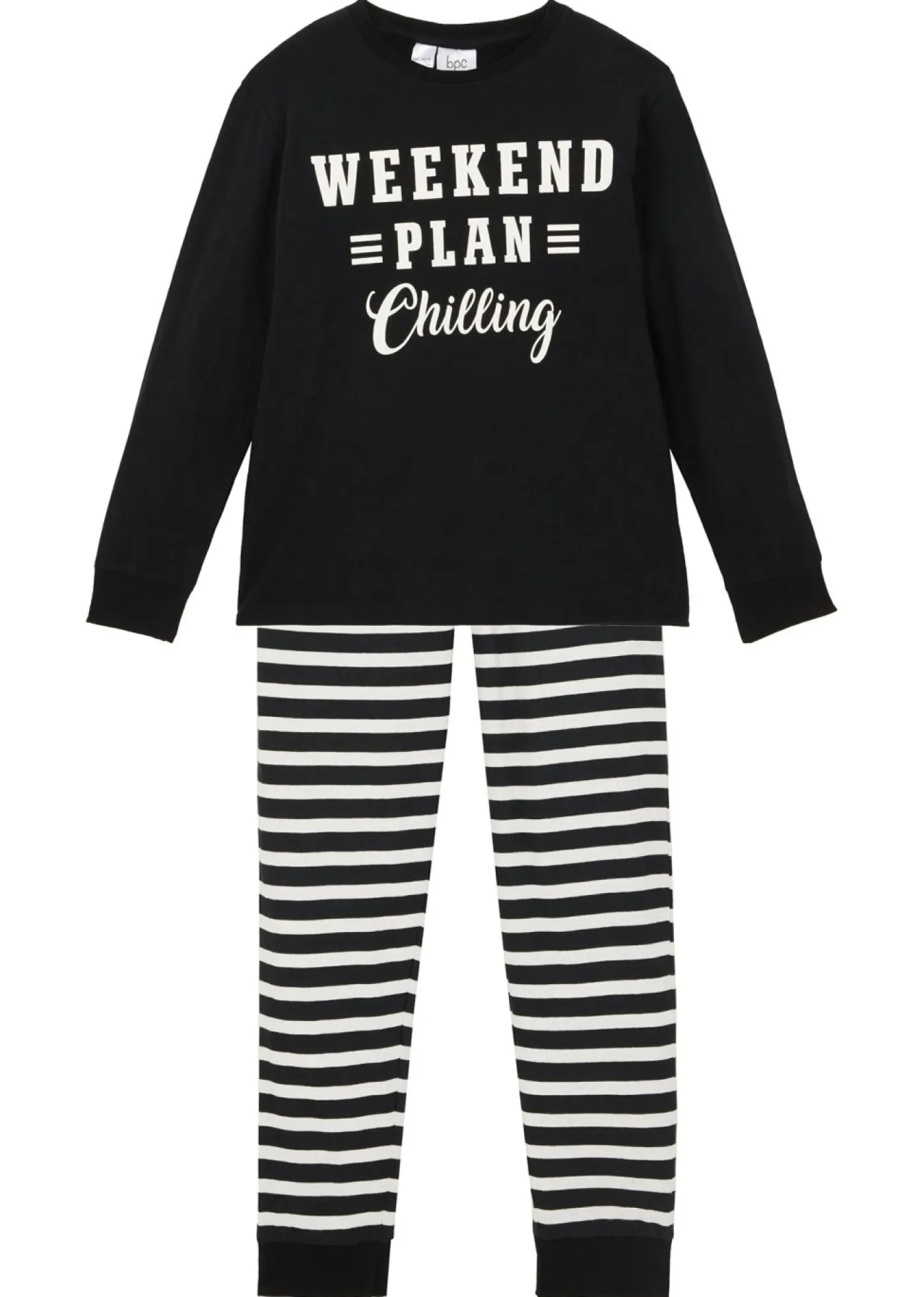 bonprix bonprix Niño·Pijamas|Niña·Pijamas>Pijama (2 piezas) Negro-blanco lana estampado