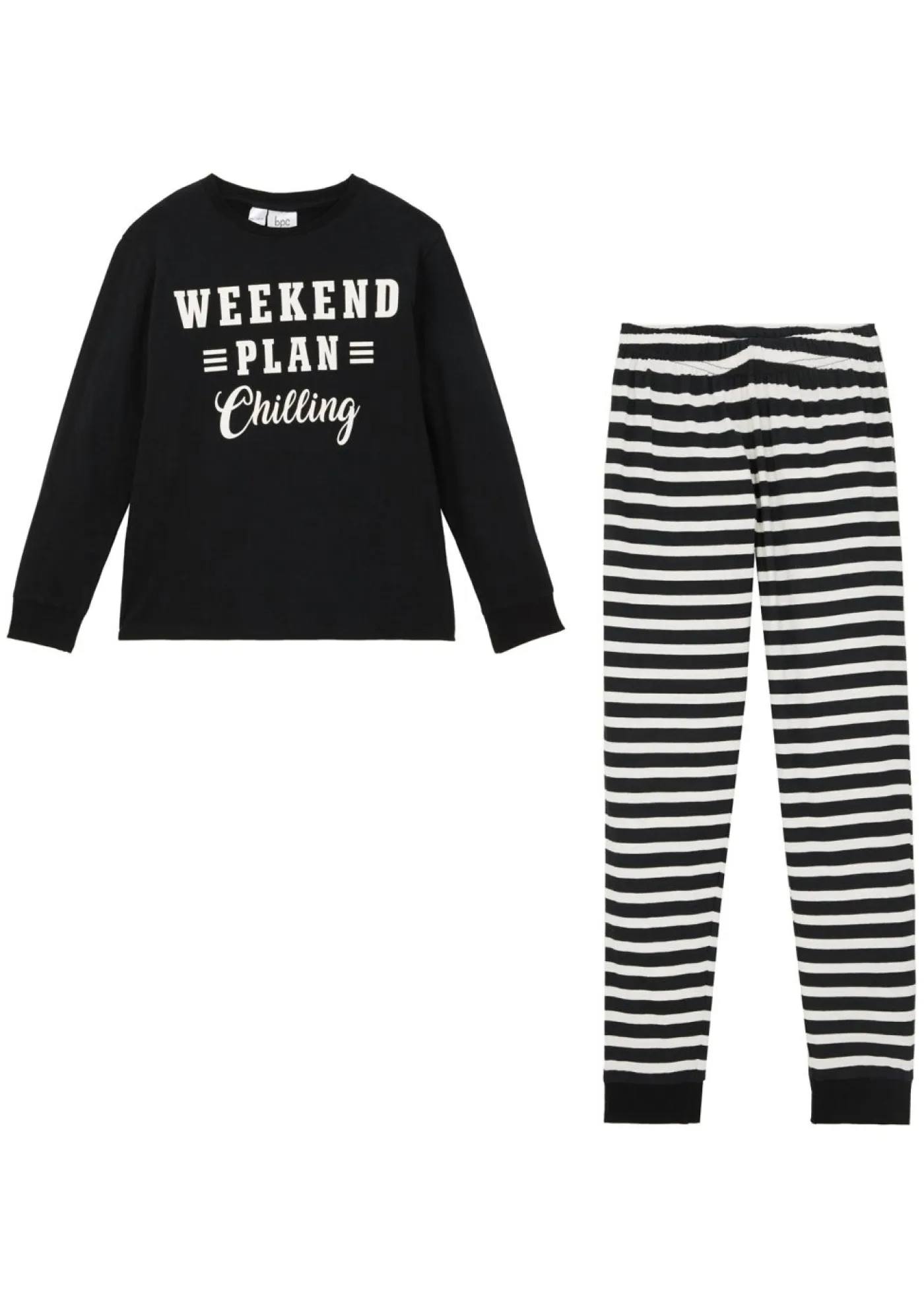 bonprix bonprix Niño·Pijamas|Niña·Pijamas>Pijama (2 piezas) Negro-blanco lana estampado