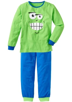 bonprix bonprix Niño·Pijamas>Pijama (2 piezas) Verde chillón estampado-azul