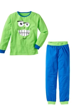 bonprix bonprix Niño·Pijamas>Pijama (2 piezas) Verde chillón estampado-azul