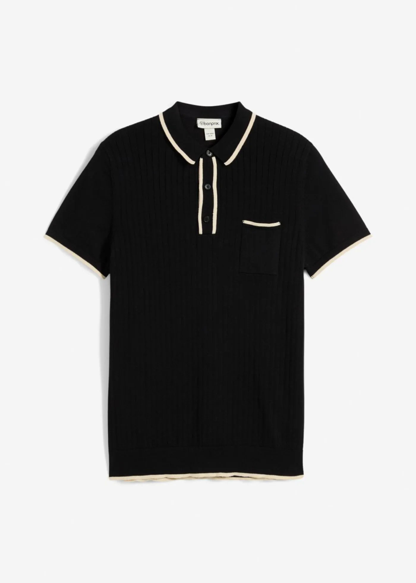 bonprix bonprix Camisetas Y Polos>Polo con detalles en contraste Negro-gris guijarro