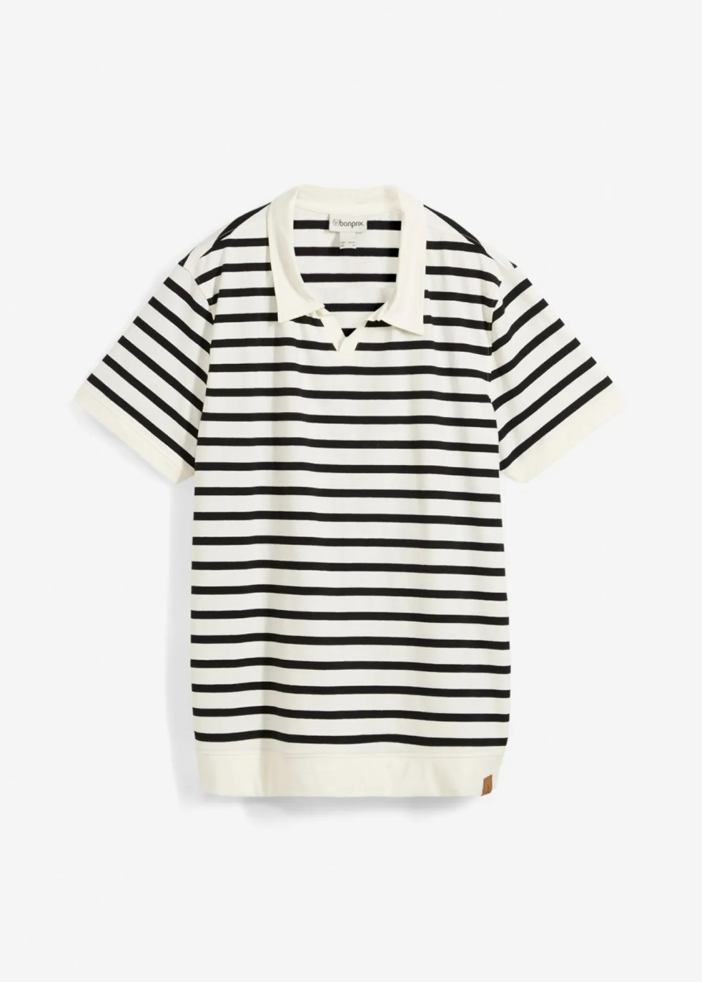 bonprix bonprix Camisetas Y Polos>Polo de algodón orgánico Blanco lana-negro de rayas