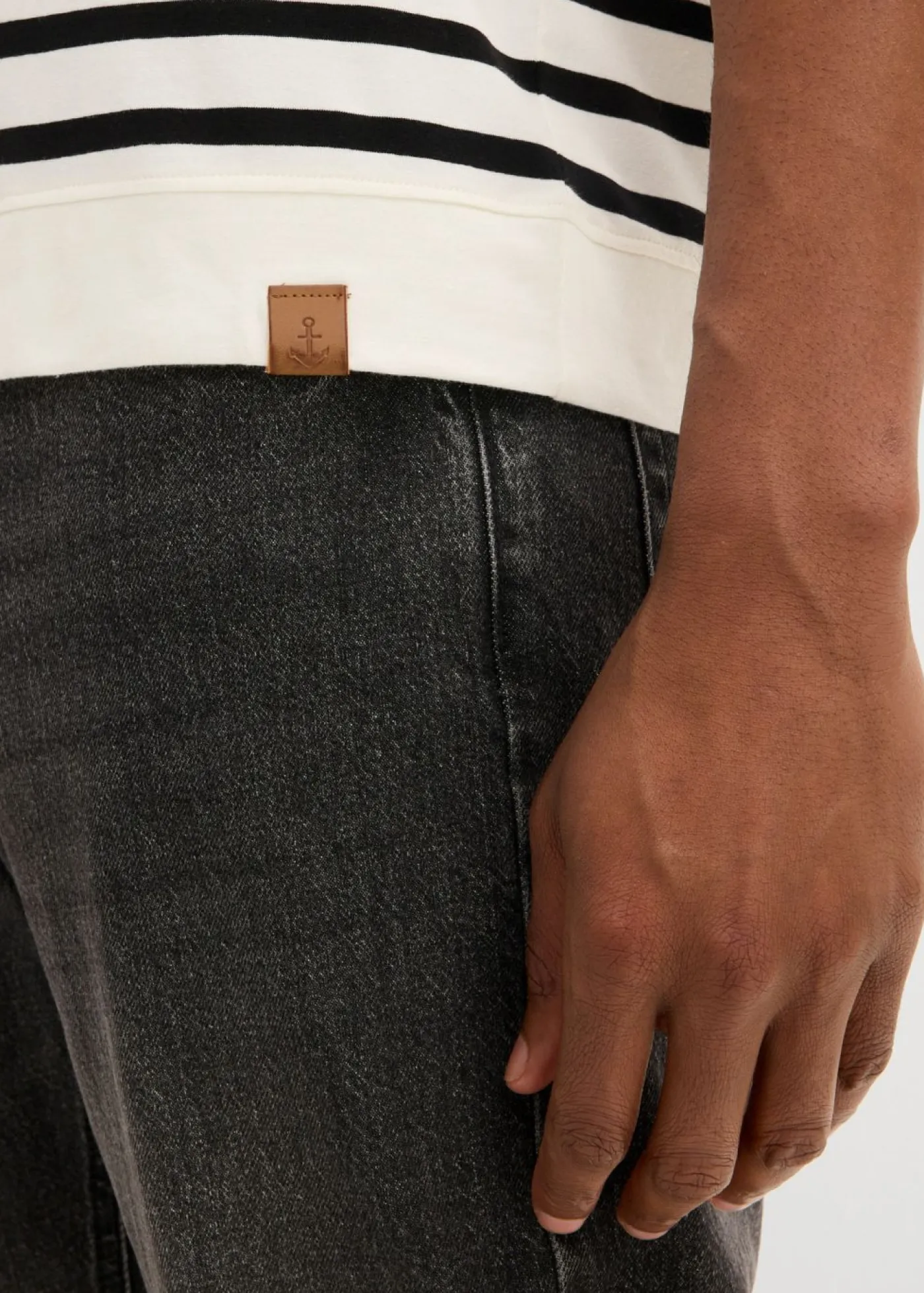 bonprix bonprix Camisetas Y Polos>Polo de algodón orgánico Blanco lana-negro de rayas