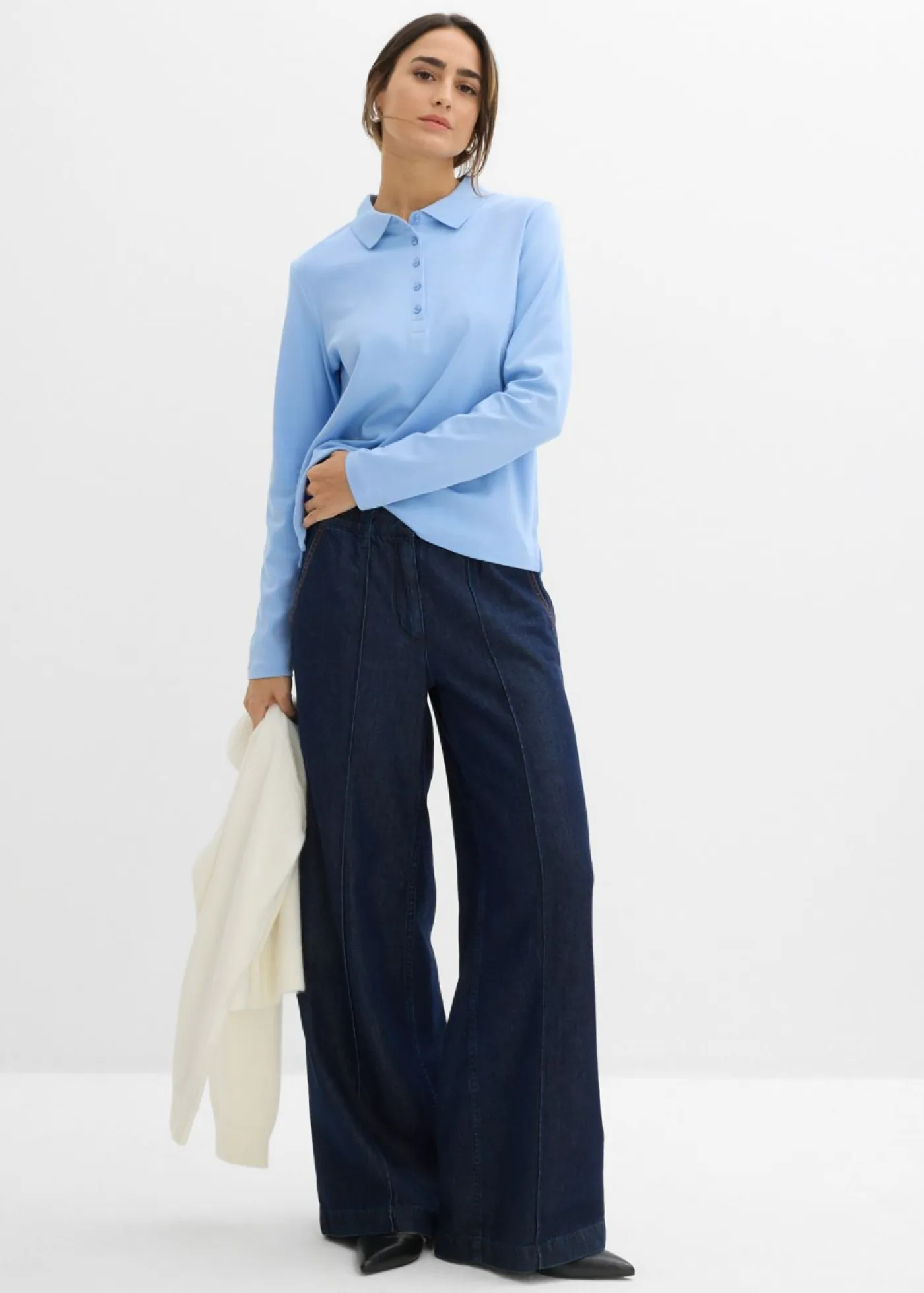 bonprix bonprix Básicos|Camisetas>Polo de algodón orgánico pesado Azul perla