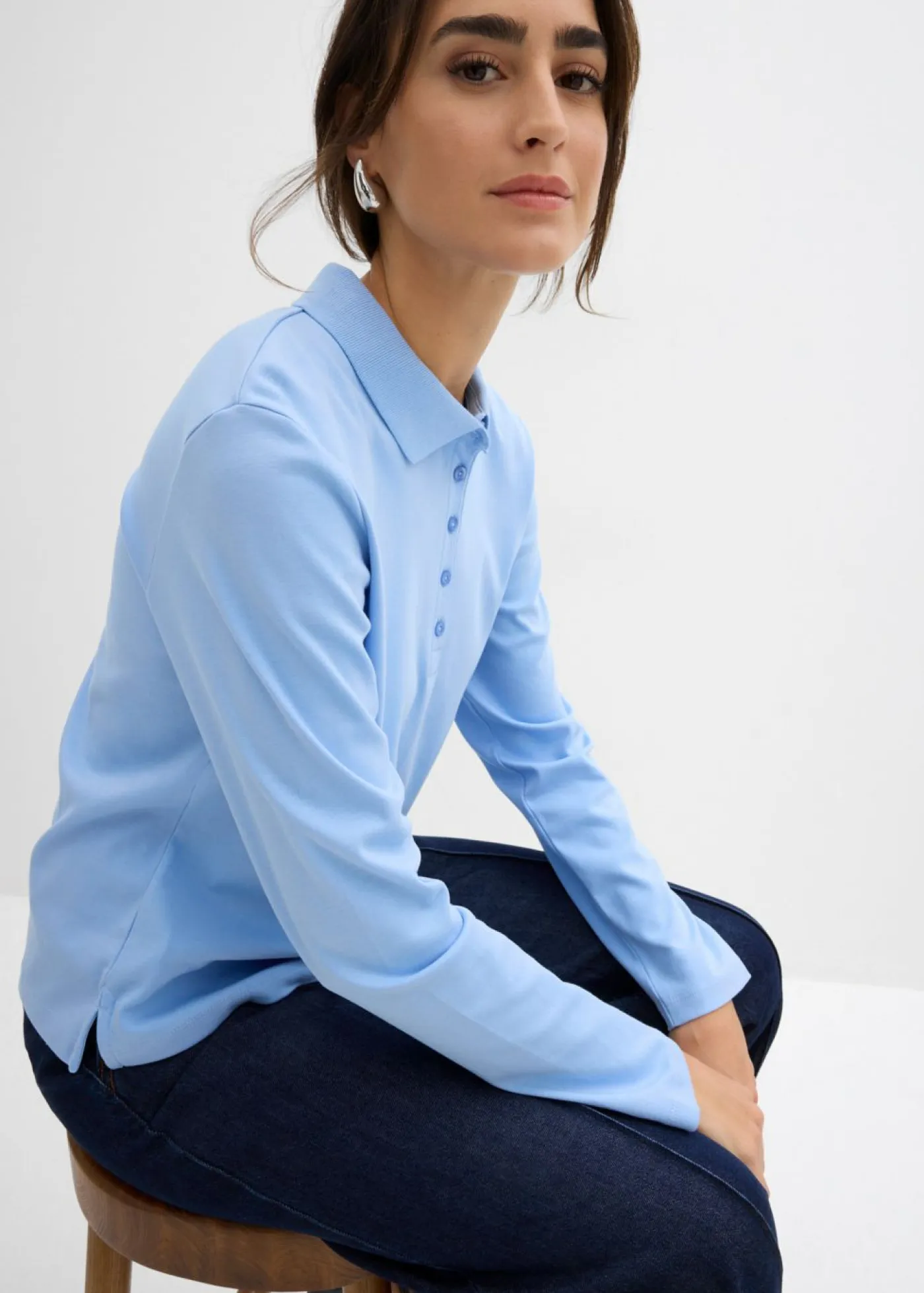 bonprix bonprix Básicos|Camisetas>Polo de algodón orgánico pesado Azul perla