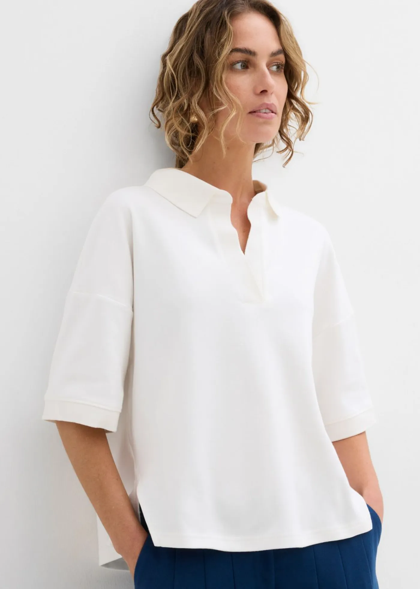 bonprix bonprix Esenciales|Camisetas>Polo de algodón orgánico puro Blanco lana