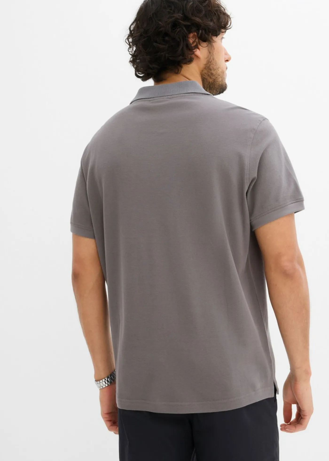 bonprix bonprix Básicos En Rebajas|Camisetas Y Polos>Polo de algodón orgánico puro (2 unidades) gris ahumado+blanco lana
