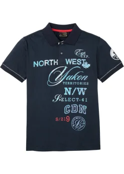 bonprix bonprix Camisetas Y Polos>Polo de manga corta de punto Azul marino estampado