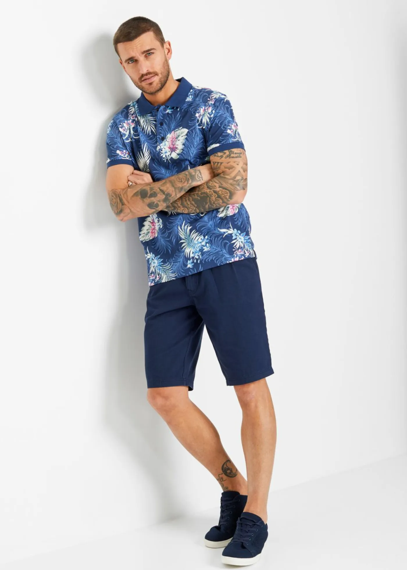 bonprix bonprix Camisetas Y Polos>Polo de manga corta de punto de algodón orgánico puro Azul marino