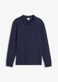 bonprix bonprix Camisetas Y Polos>Polo de manga larga de algodón orgánico puro Azul marino