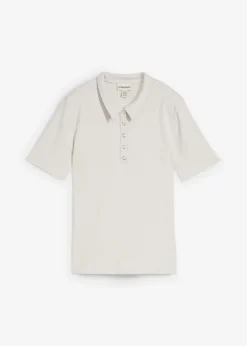 bonprix bonprix Camisetas>Polo de mezcla de viscosa plata jaspeado
