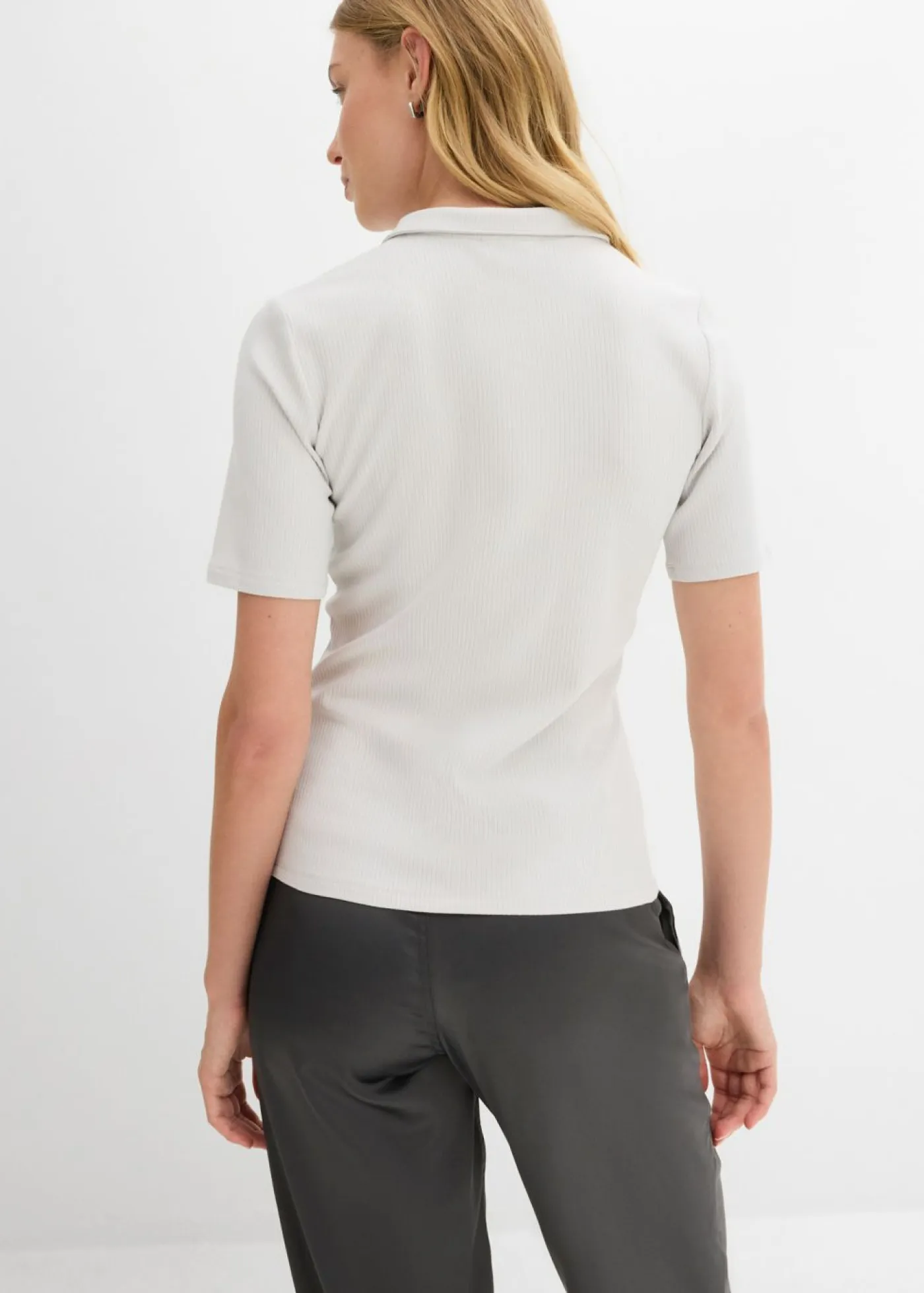 bonprix bonprix Camisetas>Polo de mezcla de viscosa plata jaspeado