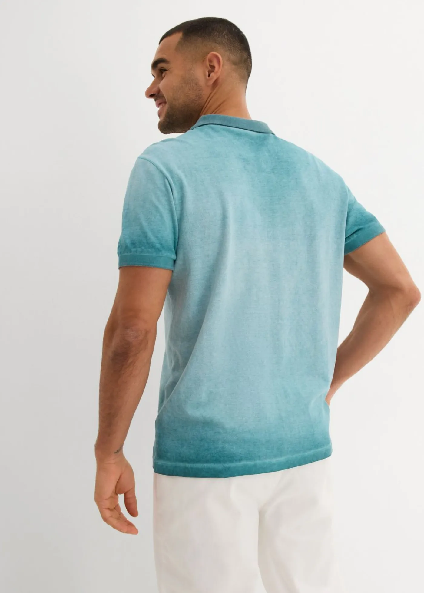 bonprix bonprix Camisetas Y Polos>Polo de piqué con aspecto desgastado verde agua usado