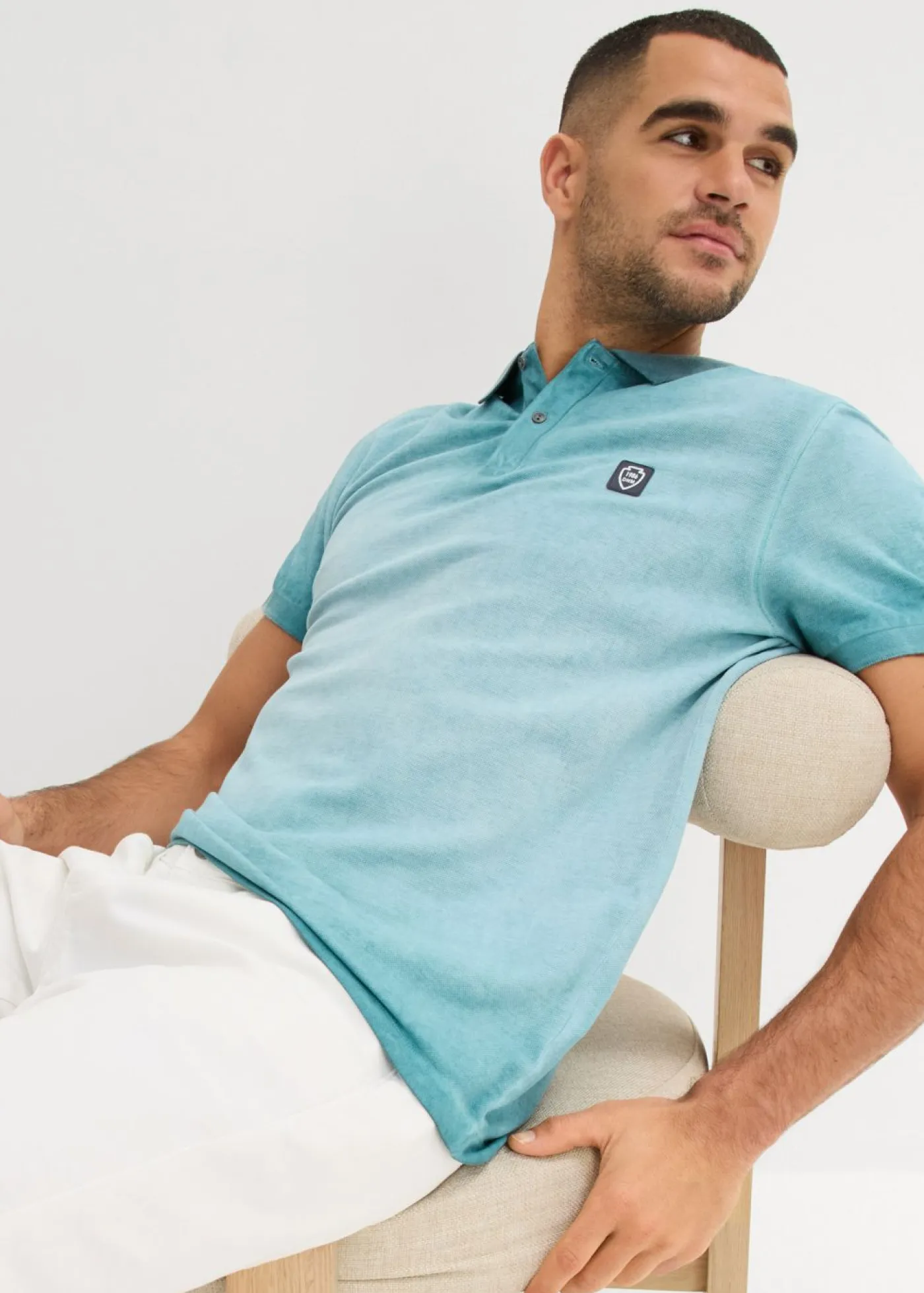 bonprix bonprix Camisetas Y Polos>Polo de piqué con aspecto desgastado verde agua usado
