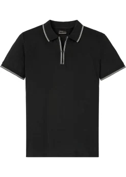 bonprix bonprix Camisetas Y Polos>Polo de piqué con cremallera, de algodón puro Negro