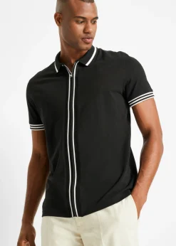 Hombre bonprix bonprix Polo de piqué con cremallera, de algodón puro