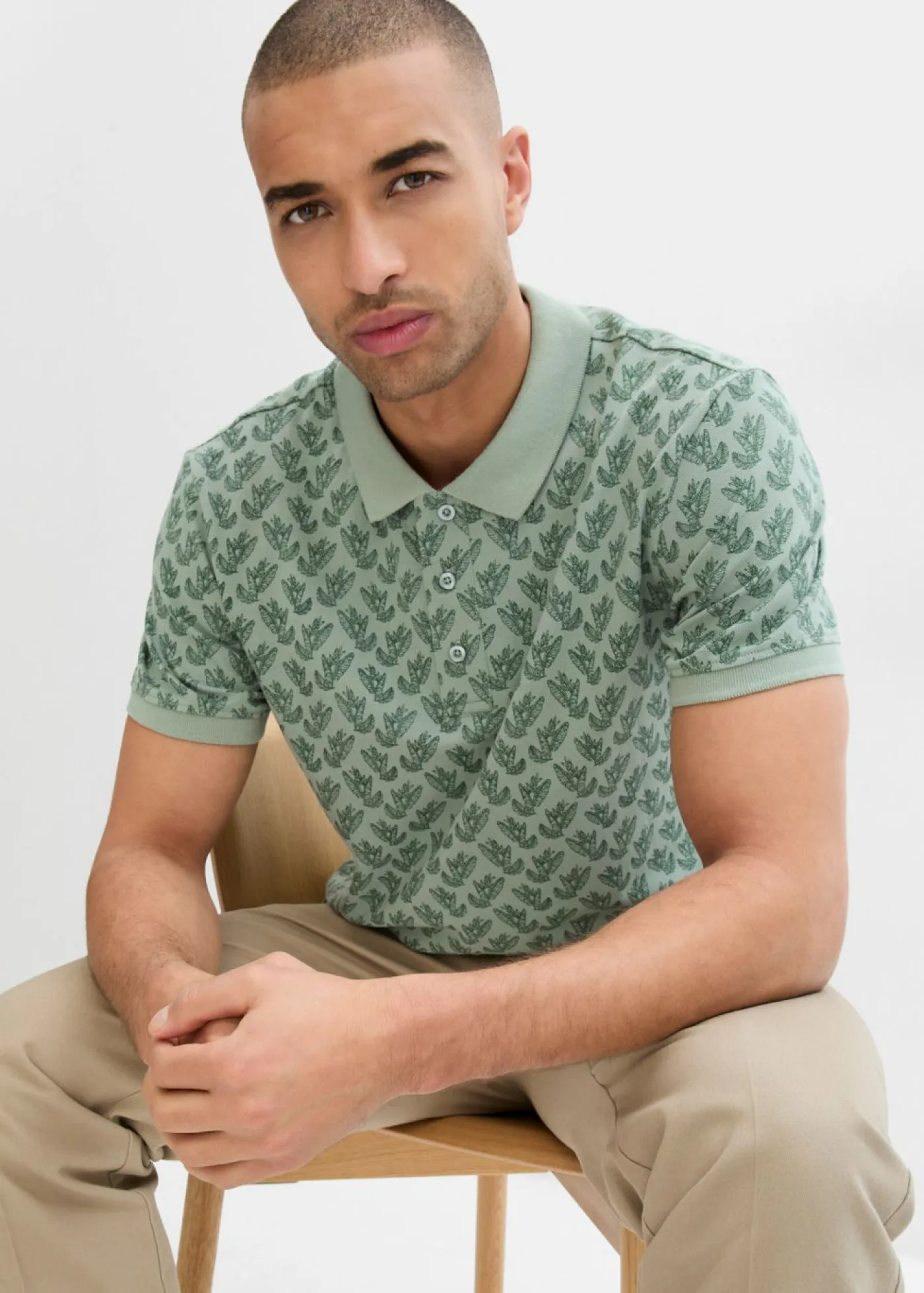 bonprix bonprix Camisetas Y Polos>Polo de piqué de algodón ecológico puro verde ahumado