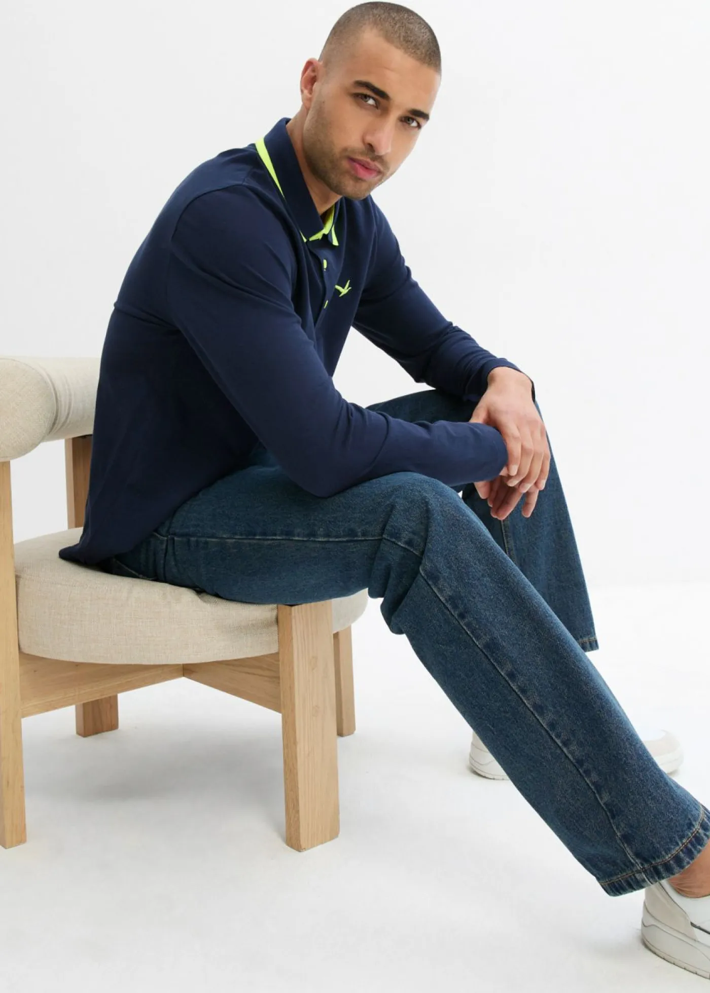 bonprix bonprix Camisetas Y Polos>Polo de piqué de algodón ecológico puro Azul marino