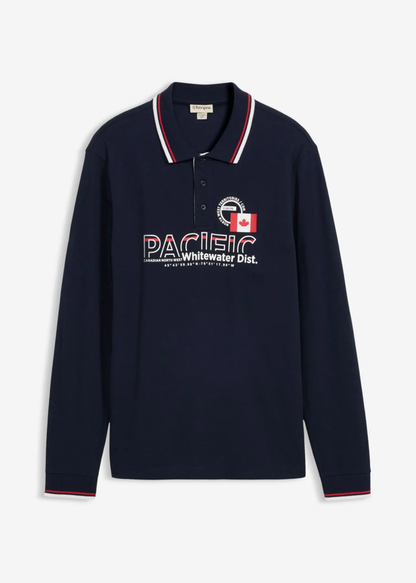 Hombre bonprix bonprix Polo de piqué de algodón orgánico puro con manga larga