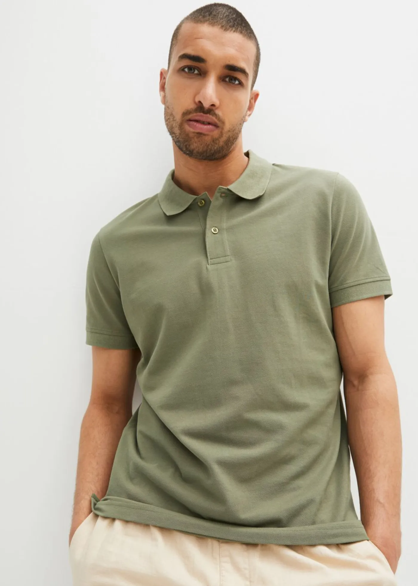 bonprix bonprix Básicos En Rebajas|Camisetas Y Polos>Polo de piqué de algodón orgánico puro Verde oliva