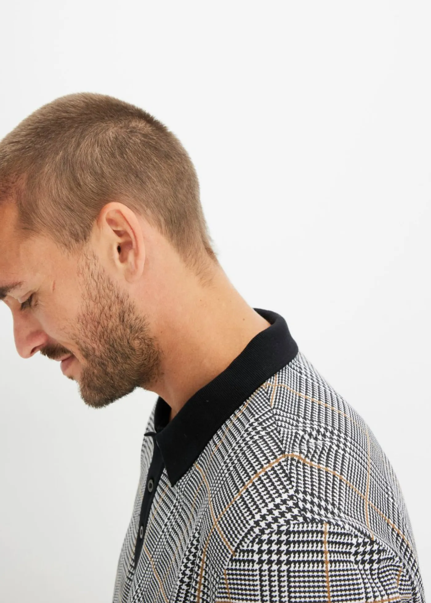 bonprix bonprix Camisetas Y Polos>Polo de piqué de manga larga de algodón orgánico Negro-blanco