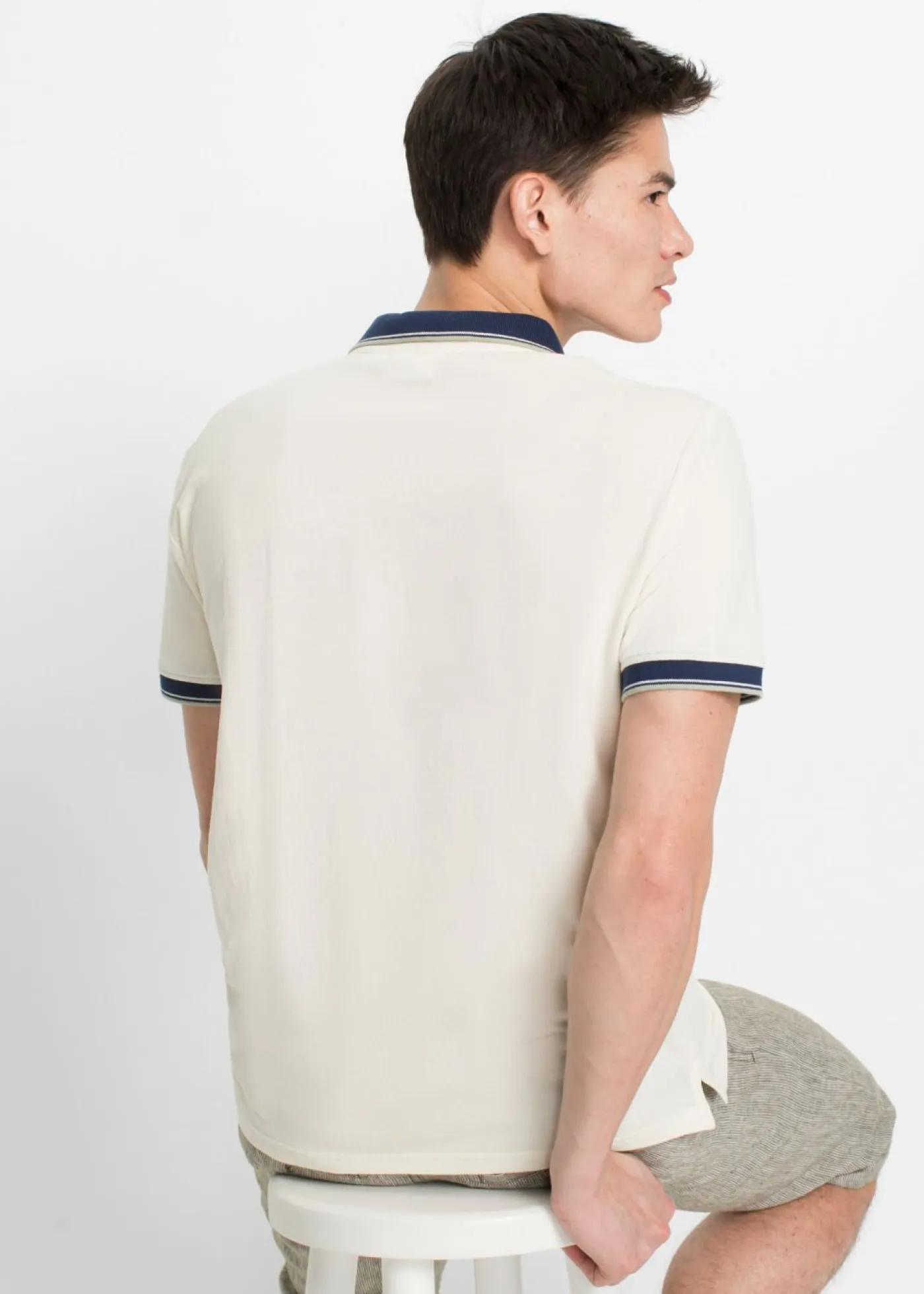 bonprix bonprix Básicos En Rebajas|Camisetas Y Polos>Polo de piqué (3 unidades) de algodón puro Blanco crema + azul almirante + verde alga