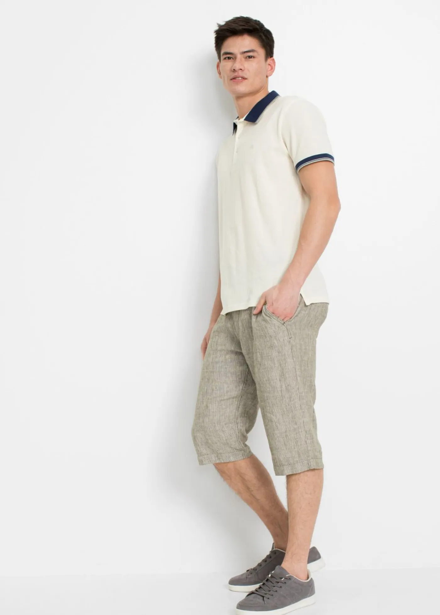 bonprix bonprix Básicos En Rebajas|Camisetas Y Polos>Polo de piqué (3 unidades) de algodón puro Blanco crema + azul almirante + verde alga