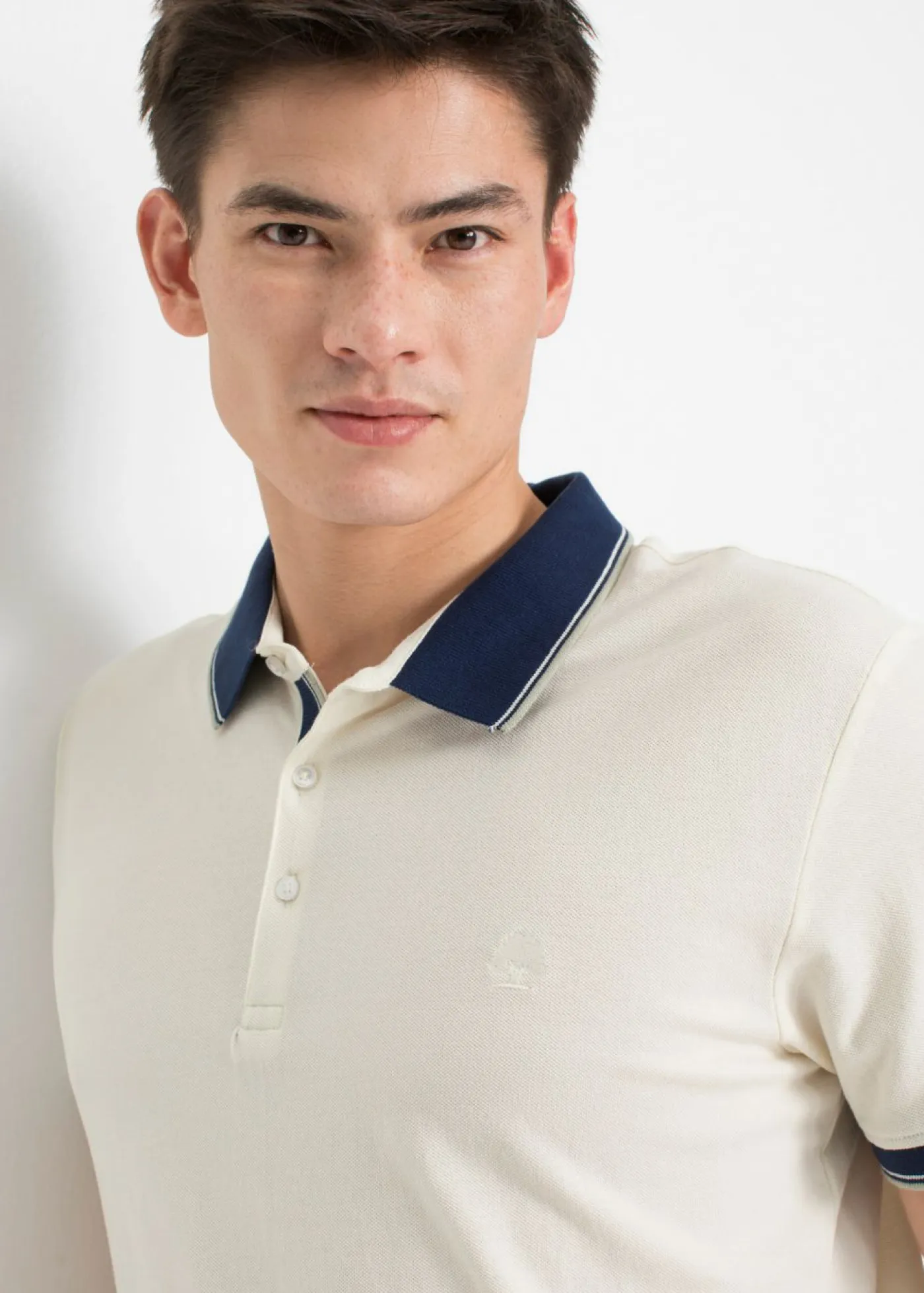 bonprix bonprix Básicos En Rebajas|Camisetas Y Polos>Polo de piqué (3 unidades) de algodón puro Blanco crema + azul almirante + verde alga