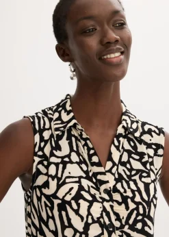 Mujer bonprix bonprix Polo sin mangas con fruncido