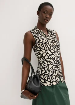 Mujer bonprix bonprix Polo sin mangas con fruncido