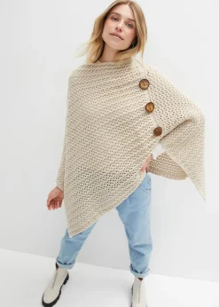 bonprix bonprix Ponchos|Jerséis>Poncho Gris oscuro