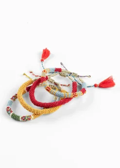 bonprix bonprix Joyería|Ropa De Playa>Pulsera (4 unidades) Rojo tomate-azul suave-verde pino-curry