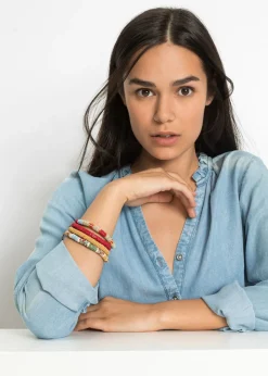 bonprix bonprix Joyería|Ropa De Playa>Pulsera (4 unidades) Rojo tomate-azul suave-verde pino-curry