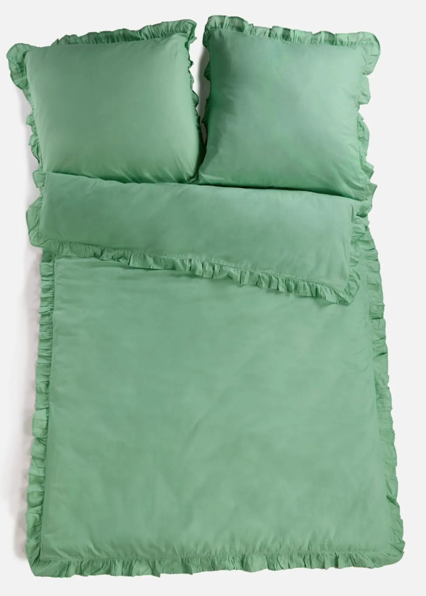 bonprix bonprix Muebles De Dormitorio·Ropa De Cama|Ropa De Cama>Ropa de cama de linón con volantes Verde claro