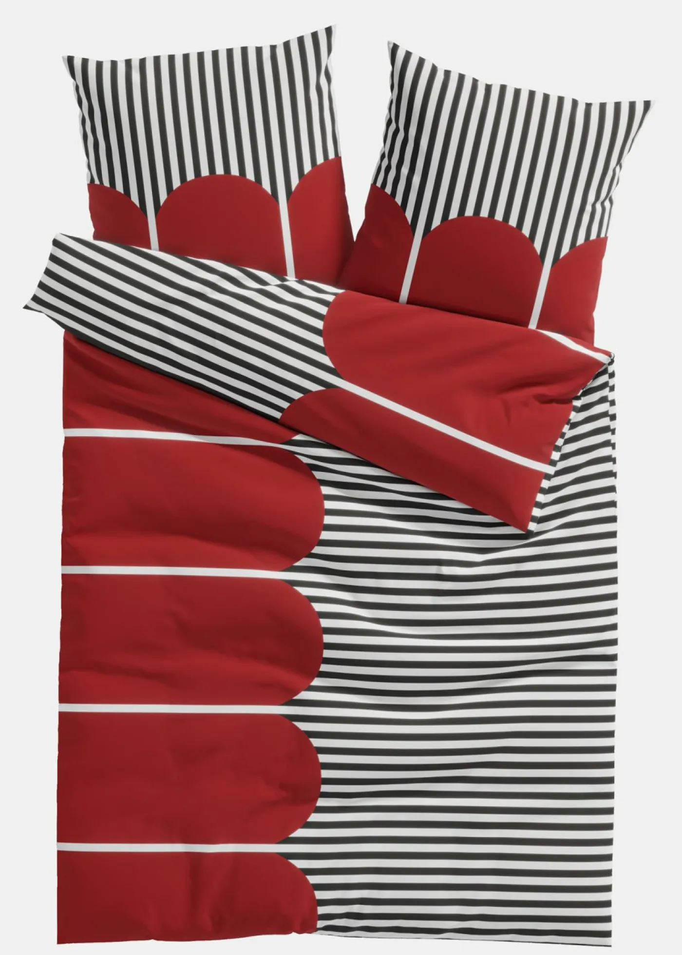 bonprix bonprix Muebles De Dormitorio·Ropa De Cama|Novedades>Ropa de cama de mezcla de algodón blanco-negro-marrón con rayas