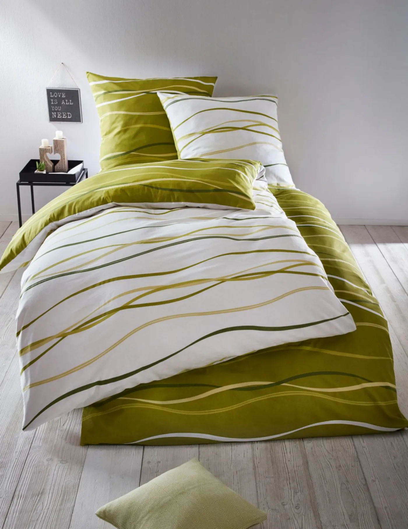 bonprix bonprix Muebles De Dormitorio·Ropa De Cama|Ropa De Cama>Ropa de cama reversible con ondas Verde
