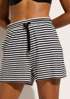 bonprix bonprix Conjuntos De Traje De Baño|Ropa De Playa>Short de playa de viscosa fluida Negro-blanco con rayas