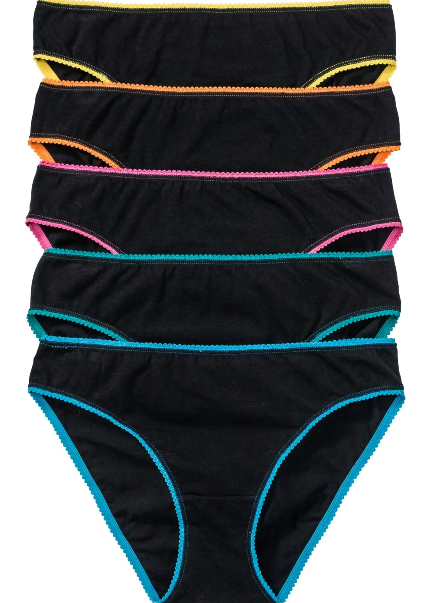 bonprix bonprix Ropa Interior De Algodón|Bragas>Slip (5 unidades) Negro multicolor