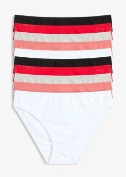 bonprix bonprix Bragas>Slip (10 unidades) negro-rosa coral-gris claro jaspeado-rojo salsa-blanco