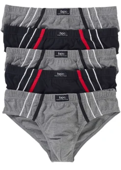 bonprix bonprix Slips|Ropa Interior·Calzoncillos>Slip con algodón suave (5 unidades) Gris jaspeado-negro