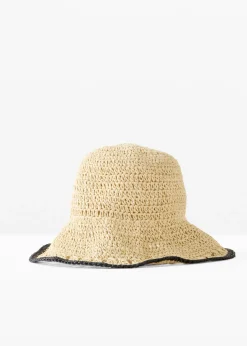 bonprix bonprix Gorras Y Sombreros>Sombrero de pescador de paja Crudo + negro
