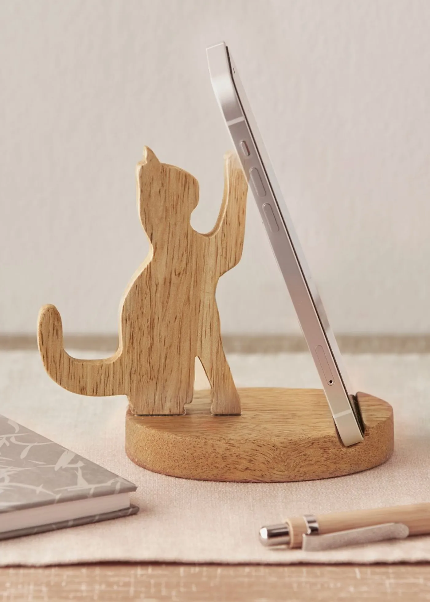 bonprix bonprix Decoración Barata>Soporte para móvil con diseño de gato Natural