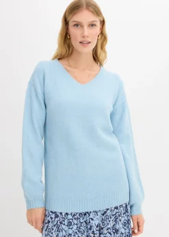 Mujer bonprix bonprix Suave jersey de punto fino con mangas abullonadas