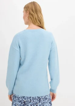 Mujer bonprix bonprix Suave jersey de punto fino con mangas abullonadas