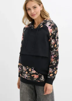 bonprix bonprix Premamá>Suave sudadera premamá/de lactancia 2 en 1 Negro de flores