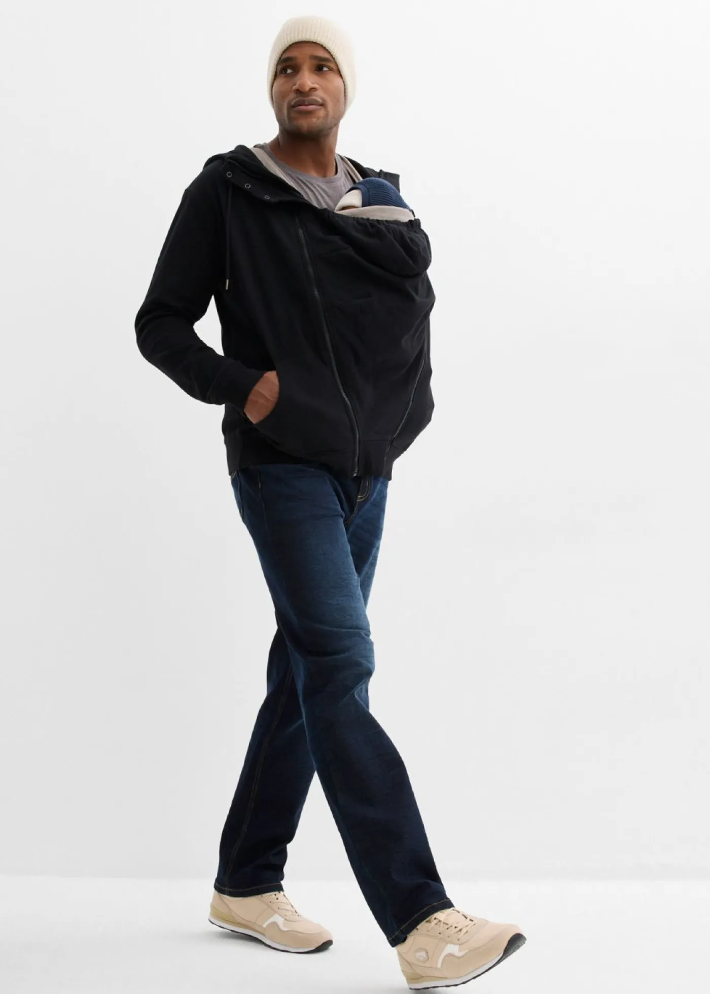 bonprix bonprix Premamá>Sudadera 2 en 1 de algodón suave con capucha para hombres Negro