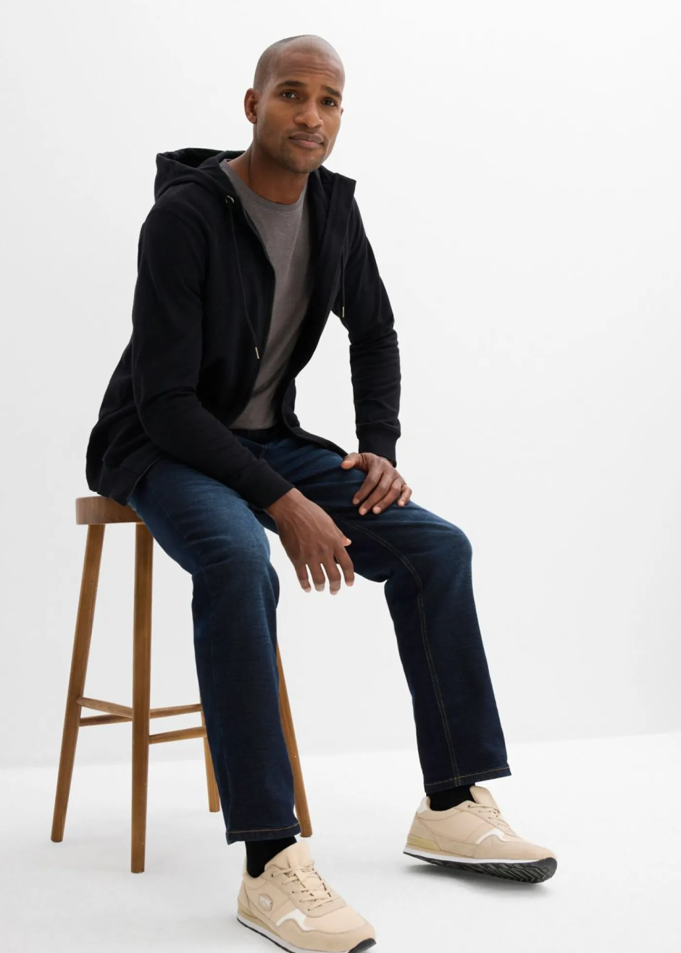 bonprix bonprix Premamá>Sudadera 2 en 1 de algodón suave con capucha para hombres Negro